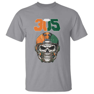 305 Football Warrior Skull T Shirt Orange and Green Miami Vibes TS02 Sport Gray Print Your Wear