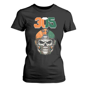 305 Football Warrior Skull T Shirt For Women Orange and Green Miami Vibes TS02 Black Print Your Wear