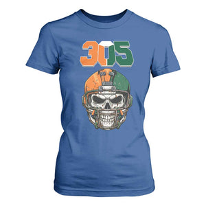 305 Football Warrior Skull T Shirt For Women Orange and Green Miami Vibes TS02 Royal Blue Print Your Wear