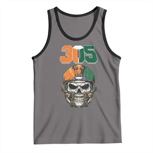 305 Football Warrior Skull Tank Top Orange and Green Miami Vibes TS02 Deep Heather Black Print Your Wear