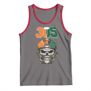 305 Football Warrior Skull Tank Top Orange and Green Miami Vibes TS02 Deep Heather Red Print Your Wear