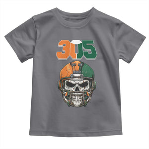 305 Football Warrior Skull Toddler T Shirt Orange and Green Miami Vibes TS02 Charcoal Print Your Wear