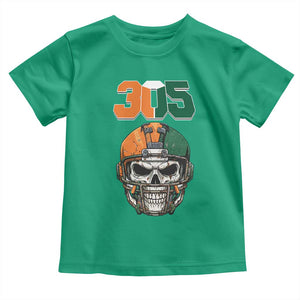 305 Football Warrior Skull Toddler T Shirt Orange and Green Miami Vibes TS02 Irish Green Print Your Wear