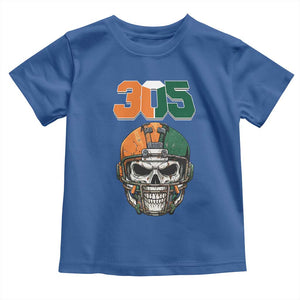 305 Football Warrior Skull Toddler T Shirt Orange and Green Miami Vibes TS02 Royal Blue Print Your Wear