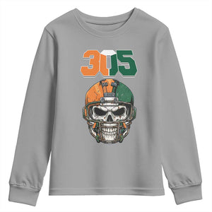 305 Football Warrior Skull Youth Sweatshirt Orange and Green Miami Vibes TS02 Sport Gray Print Your Wear