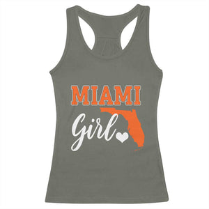 Miami Girl Pride Racerback Tank Top Florida State Map Local Love TS02 Military Green Print Your Wear