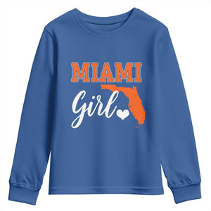 Miami Girl Pride Youth Sweatshirt Florida State Map Local Love TS02 Royal Blue Print Your Wear