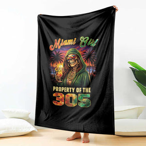 Miami Girl Skeleton Property of the 305 Throw Blanket Tropical City Florida Pride Street Style TS02 Print Your Wear