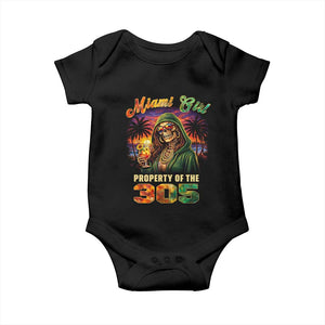 Miami Girl Skeleton Property of the 305 Baby Onesie Tropical City Florida Pride Street Style TS02 Black Print Your Wear
