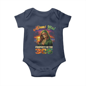Miami Girl Skeleton Property of the 305 Baby Onesie Tropical City Florida Pride Street Style TS02 Navy Print Your Wear