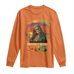Miami Girl Skeleton Property of the 305 Long Sleeve Shirt Tropical City Florida Pride Street Style TS02 Orange Print Your Wear