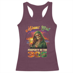 Miami Girl Skeleton Property of the 305 Racerback Tank Top Tropical City Florida Pride Street Style TS02 Maroon Print Your Wear