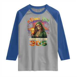 Miami Girl Skeleton Property of the 305 Raglan Shirt Tropical City Florida Pride Street Style TS02 Sport Gray Royal Print Your Wear