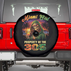 Miami Girl Skeleton Property of the 305 Spare Tire Cover Tropical City Florida Pride Street Style TS02 Black Print Your Wear