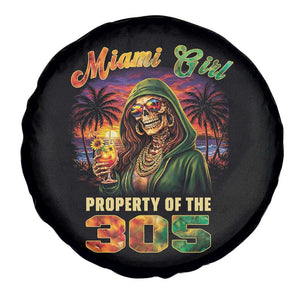 Miami Girl Skeleton Property of the 305 Spare Tire Cover Tropical City Florida Pride Street Style TS02 Print Your Wear