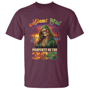Miami Girl Skeleton Property of the 305 T Shirt Tropical City Florida Pride Street Style TS02 Maroon Print Your Wear