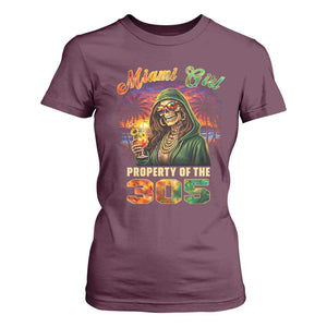Miami Girl Skeleton Property of the 305 T Shirt For Women Tropical City Florida Pride Street Style TS02 Maroon Print Your Wear