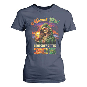 Miami Girl Skeleton Property of the 305 T Shirt For Women Tropical City Florida Pride Street Style TS02 Navy Print Your Wear