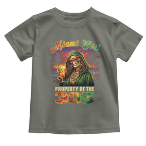Miami Girl Skeleton Property of the 305 Toddler T Shirt Tropical City Florida Pride Street Style TS02 Military Green Print Your Wear
