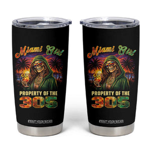 Miami Girl Skeleton Property of the 305 Tumbler Cup Tropical City Florida Pride Street Style TS02 Black Print Your Wear