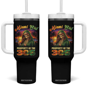 Miami Girl Skeleton Property of the 305 Tumbler With Handle Tropical City Florida Pride Street Style TS02 One Size: 40 oz Black Print Your Wear