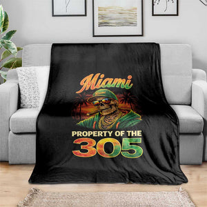 Miami Property of the 305 Skeleton Graphic Throw Blanket Street King with Sunset Florida Swag TS02 Print Your Wear