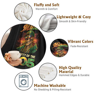 Miami Property of the 305 Skeleton Graphic Throw Blanket Street King with Sunset Florida Swag TS02 Print Your Wear