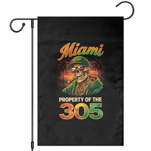 Miami Property of the 305 Skeleton Graphic Garden Flag Street King with Sunset Florida Swag TS02 Black Print Your Wear