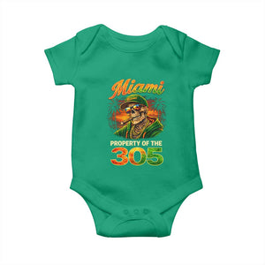 Miami Property of the 305 Skeleton Graphic Baby Onesie Street King with Sunset Florida Swag TS02 Irish Green Print Your Wear