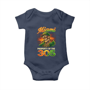 Miami Property of the 305 Skeleton Graphic Baby Onesie Street King with Sunset Florida Swag TS02 Navy Print Your Wear
