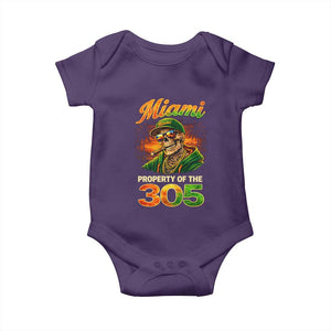 Miami Property of the 305 Skeleton Graphic Baby Onesie Street King with Sunset Florida Swag TS02 Purple Print Your Wear
