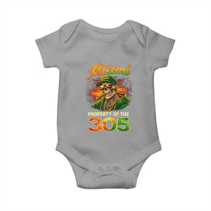 Miami Property of the 305 Skeleton Graphic Baby Onesie Street King with Sunset Florida Swag TS02 Sport Gray Print Your Wear