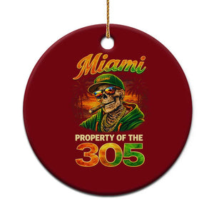 Miami Property of the 305 Skeleton Graphic Ceramic Ornament Street King with Sunset Florida Swag TS02 1pc Red Print Your Wear