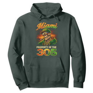 Miami Property of the 305 Skeleton Graphic Hoodie Street King with Sunset Florida Swag TS02 Dark Forest Green Print Your Wear