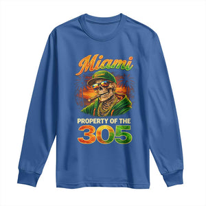 Miami Property of the 305 Skeleton Graphic Long Sleeve Shirt Street King with Sunset Florida Swag TS02 Royal Blue Print Your Wear