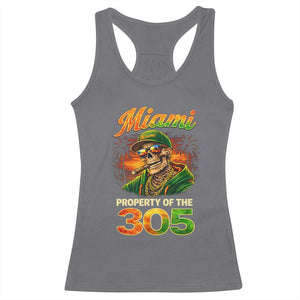 Miami Property of the 305 Skeleton Graphic Racerback Tank Top Street King with Sunset Florida Swag TS02 Charcoal Print Your Wear