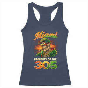 Miami Property of the 305 Skeleton Graphic Racerback Tank Top Street King with Sunset Florida Swag TS02 Navy Print Your Wear