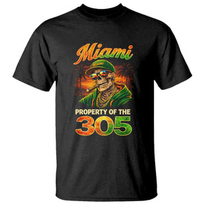 Miami Property of the 305 Skeleton Graphic T Shirt Street King with Sunset Florida Swag TS02 Black Print Your Wear