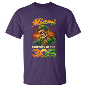 Miami Property of the 305 Skeleton Graphic T Shirt Street King with Sunset Florida Swag TS02 Purple Print Your Wear
