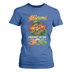 Miami Property of the 305 Skeleton Graphic T Shirt For Women Street King with Sunset Florida Swag TS02 Royal Blue Print Your Wear