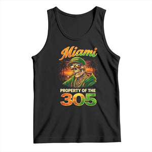 Miami Property of the 305 Skeleton Graphic Tank Top Street King with Sunset Florida Swag TS02 Black Print Your Wear
