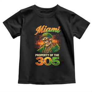 Miami Property of the 305 Skeleton Graphic Toddler T Shirt Street King with Sunset Florida Swag TS02 Black Print Your Wear