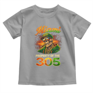 Miami Property of the 305 Skeleton Graphic Toddler T Shirt Street King with Sunset Florida Swag TS02 Sport Gray Print Your Wear