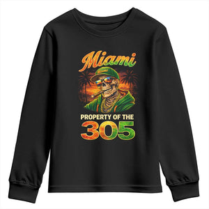 Miami Property of the 305 Skeleton Graphic Youth Sweatshirt Street King with Sunset Florida Swag TS02 Black Print Your Wear