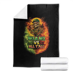 Miami vs All You All 305 Skeleton Flame Graphic Throw Blanket Tropical City Pride Florida Love TS02 Black Print Your Wear