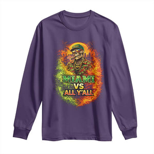 Miami vs All You All 305 Skeleton Flame Graphic Long Sleeve Shirt Tropical City Pride Florida Love TS02 Purple Print Your Wear