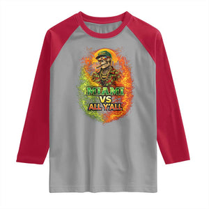 Miami vs All You All 305 Skeleton Flame Graphic Raglan Shirt Tropical City Pride Florida Love TS02 Sport Gray Red Print Your Wear