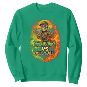 Miami vs All You All 305 Skeleton Flame Graphic Sweatshirt Tropical City Pride Florida Love TS02 Irish Green Print Your Wear