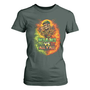 Miami vs All You All 305 Skeleton Flame Graphic T Shirt For Women Tropical City Pride Florida Love TS02 Dark Forest Green Print Your Wear