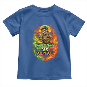 Miami vs All You All 305 Skeleton Flame Graphic Toddler T Shirt Tropical City Pride Florida Love TS02 Royal Blue Print Your Wear
